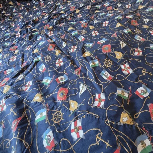 Nautical Navy Full Queen Duvet Cover Cotton Reversible Sailing Flags